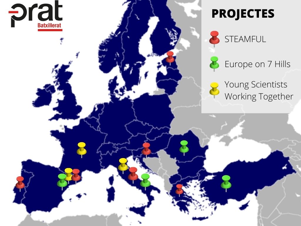 Mapa d'Europa per Erasmus+ - Prat Educació